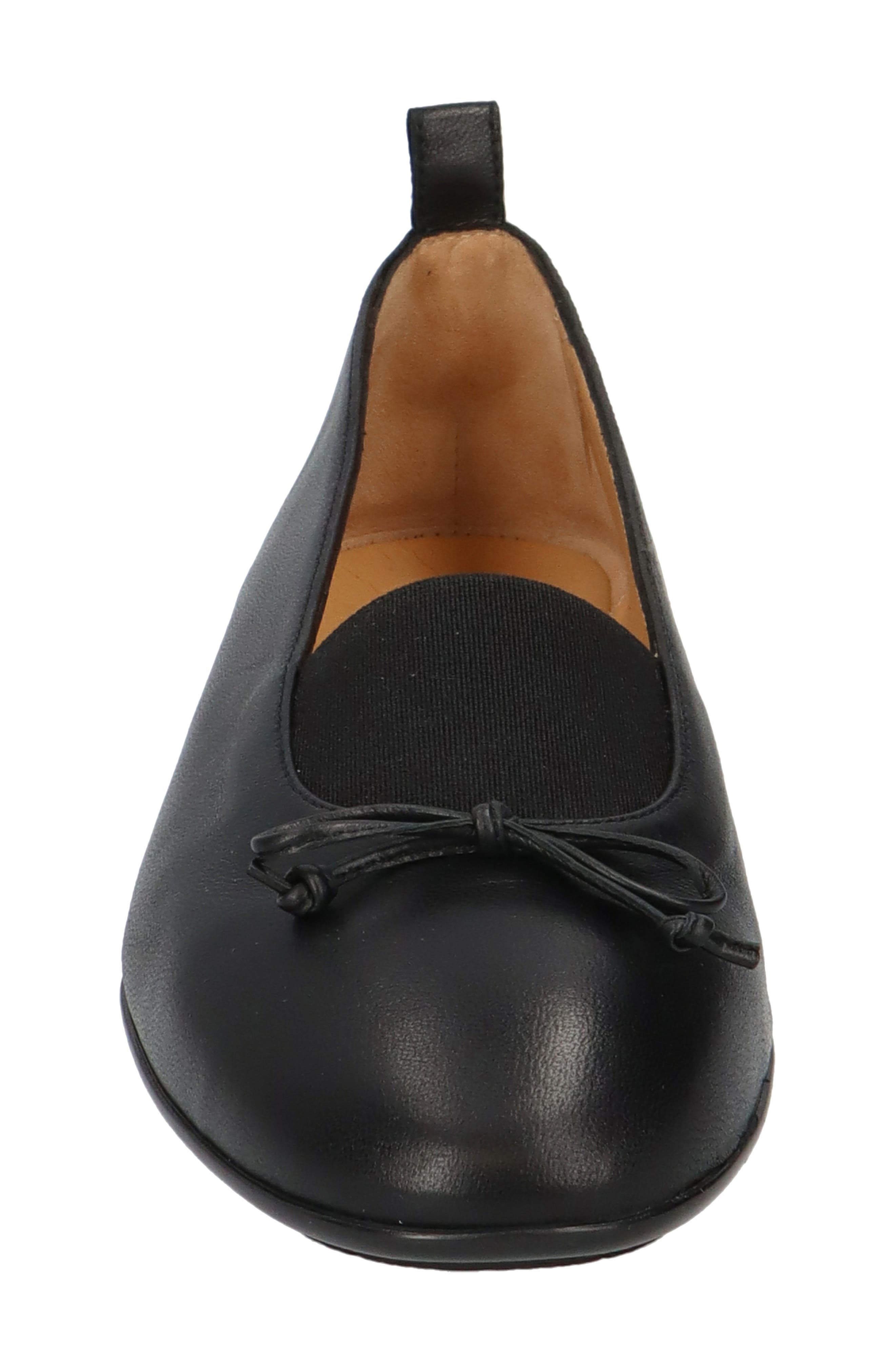 Bow Leather Ballet Flat, Alternate, color, BLACK