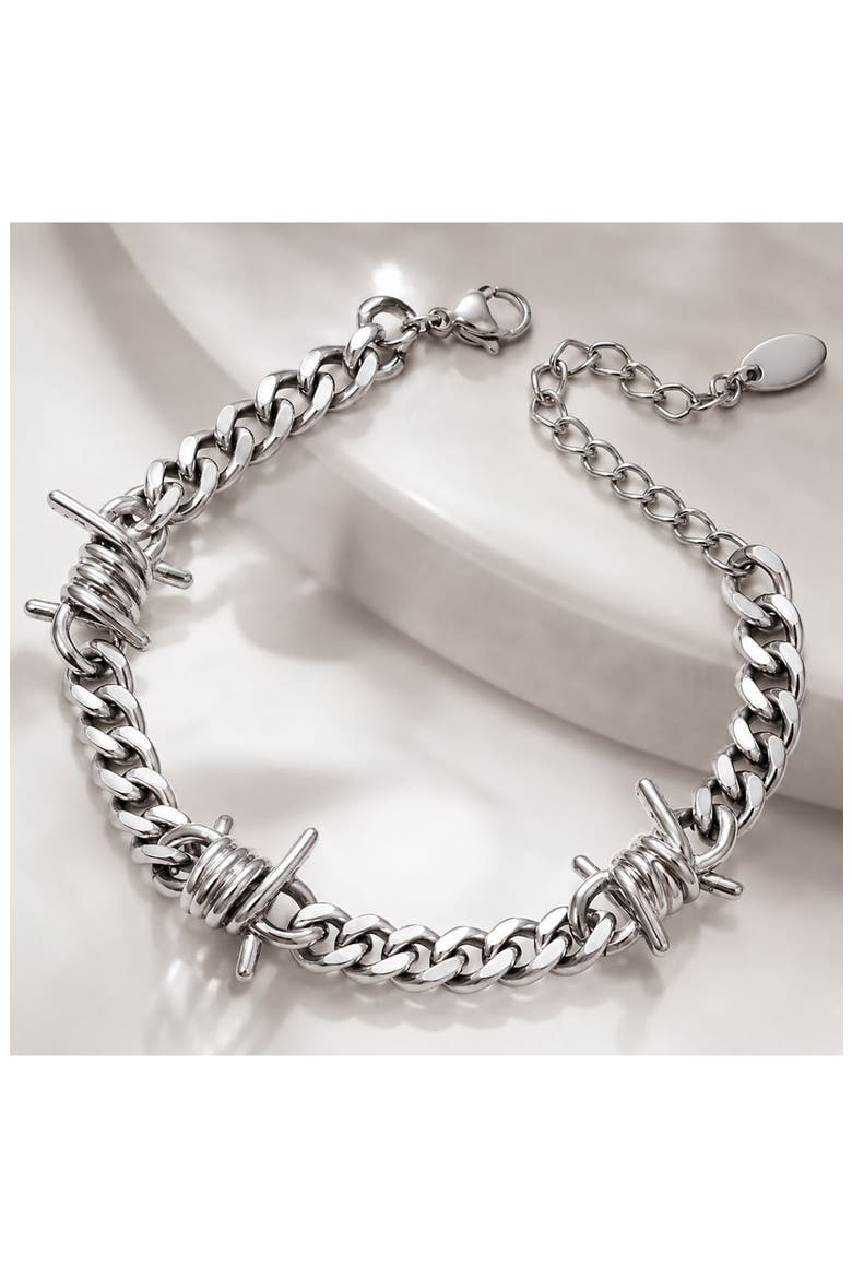 Barbed Wire Link Bracelet, Alternate, color, SILVER
