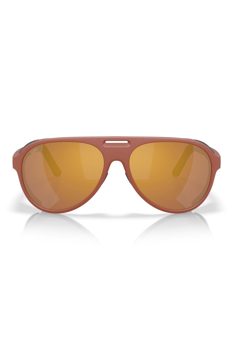 59mm Polarized Pilot Sunglasses, Main, color, MATTE TERRA COTTA / GOLD MIRROR 580G