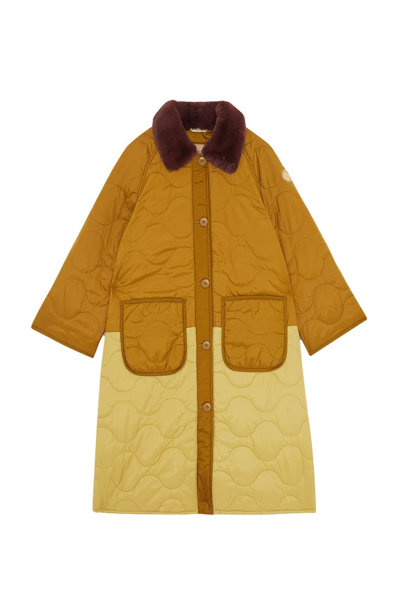 Quilted Long Puffer Jacket, Alternate, color, Brown