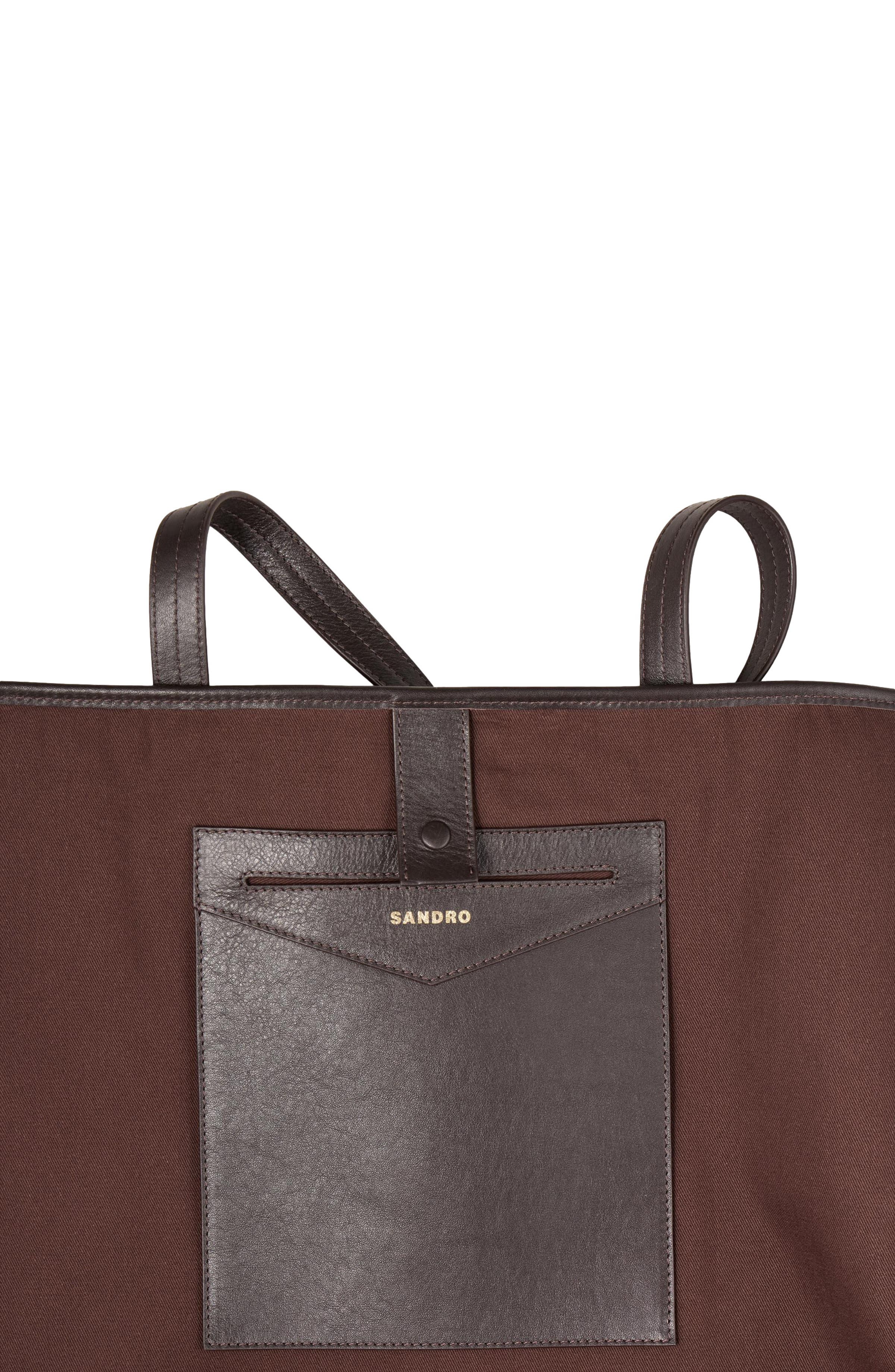 SANDRO Suede tote bag, Alternate, color, 