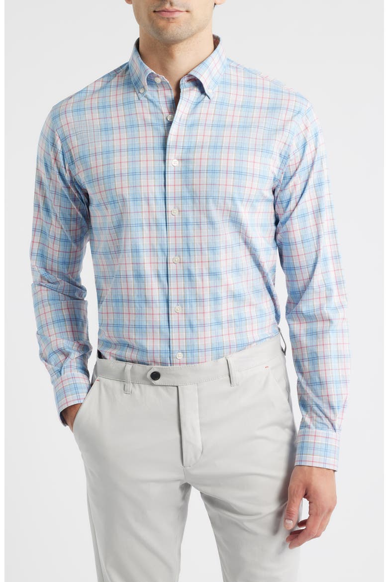 Lanes Plaid Button-Down Shirt, Main, color, MALIBLU