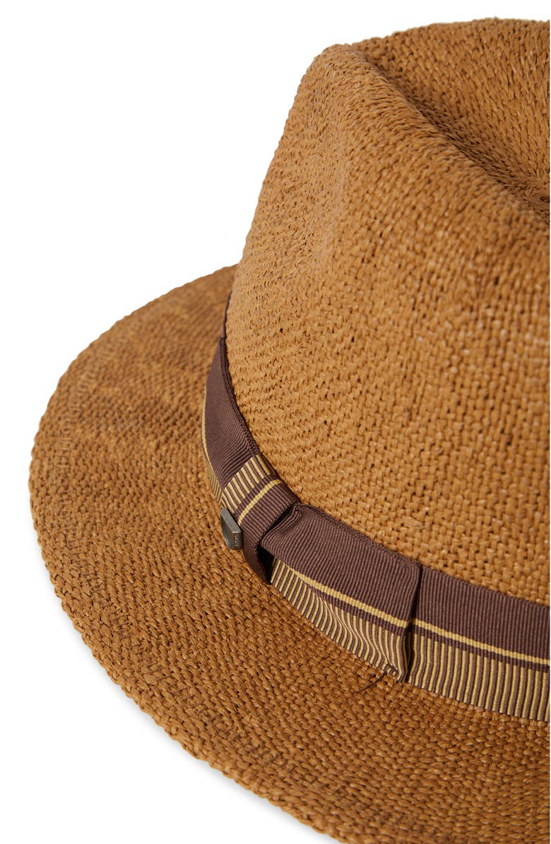 Brixton Roma Straw Fedora, Alternate, color, Coffee