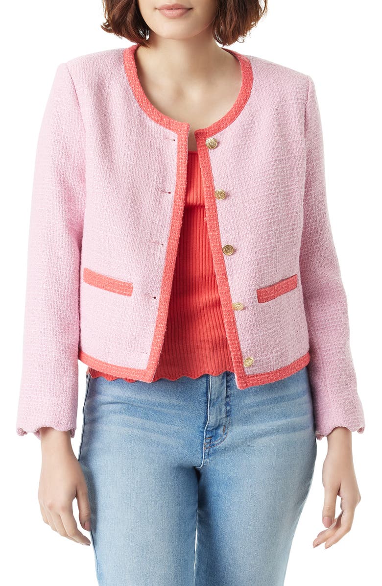 Sam Edelman Ramona Collarless Bracelet Sleeve Tweed Blazer, Main, color,