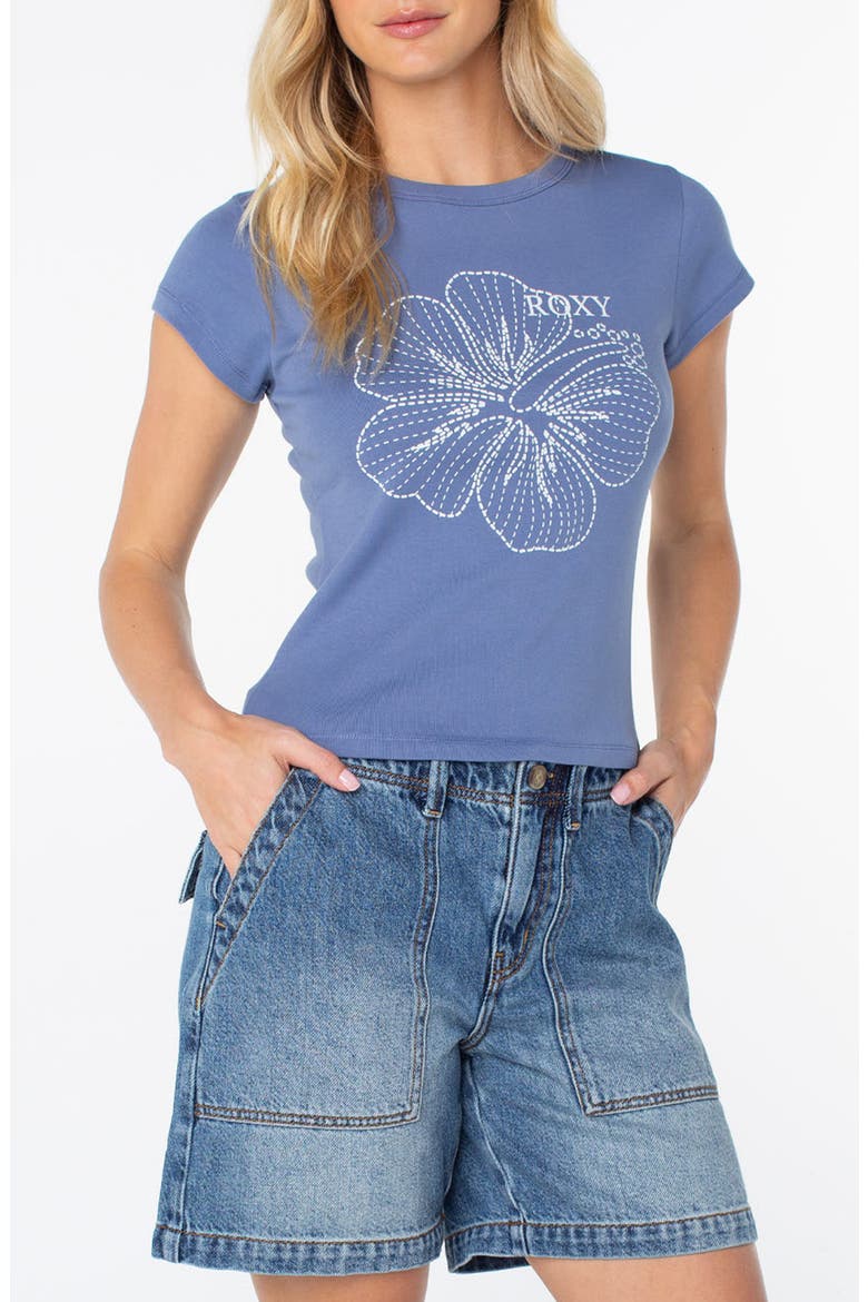 Stitched Bloom Graphic 90s Baby T-Shirt, Main, color, WILD WIND