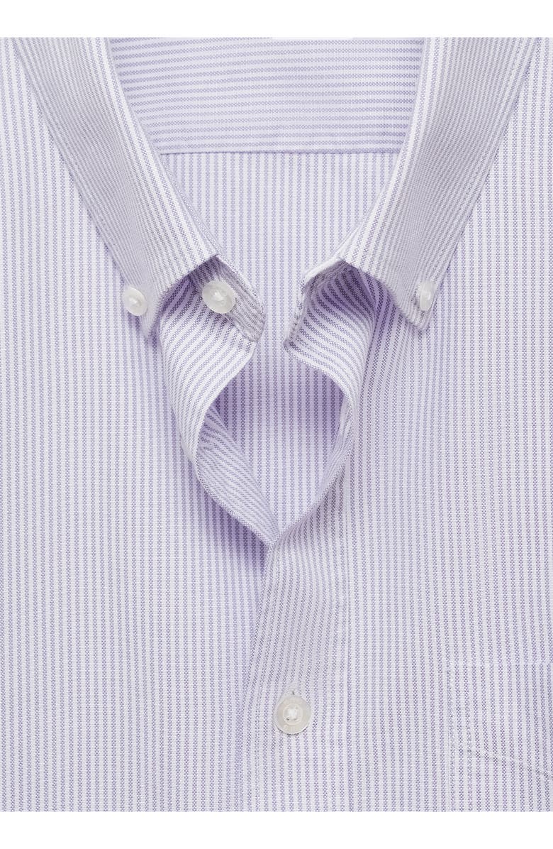 MANGO Kodak Stripe Regular Fit Poplin Button-Down Shirt, Alternate, color, Violet