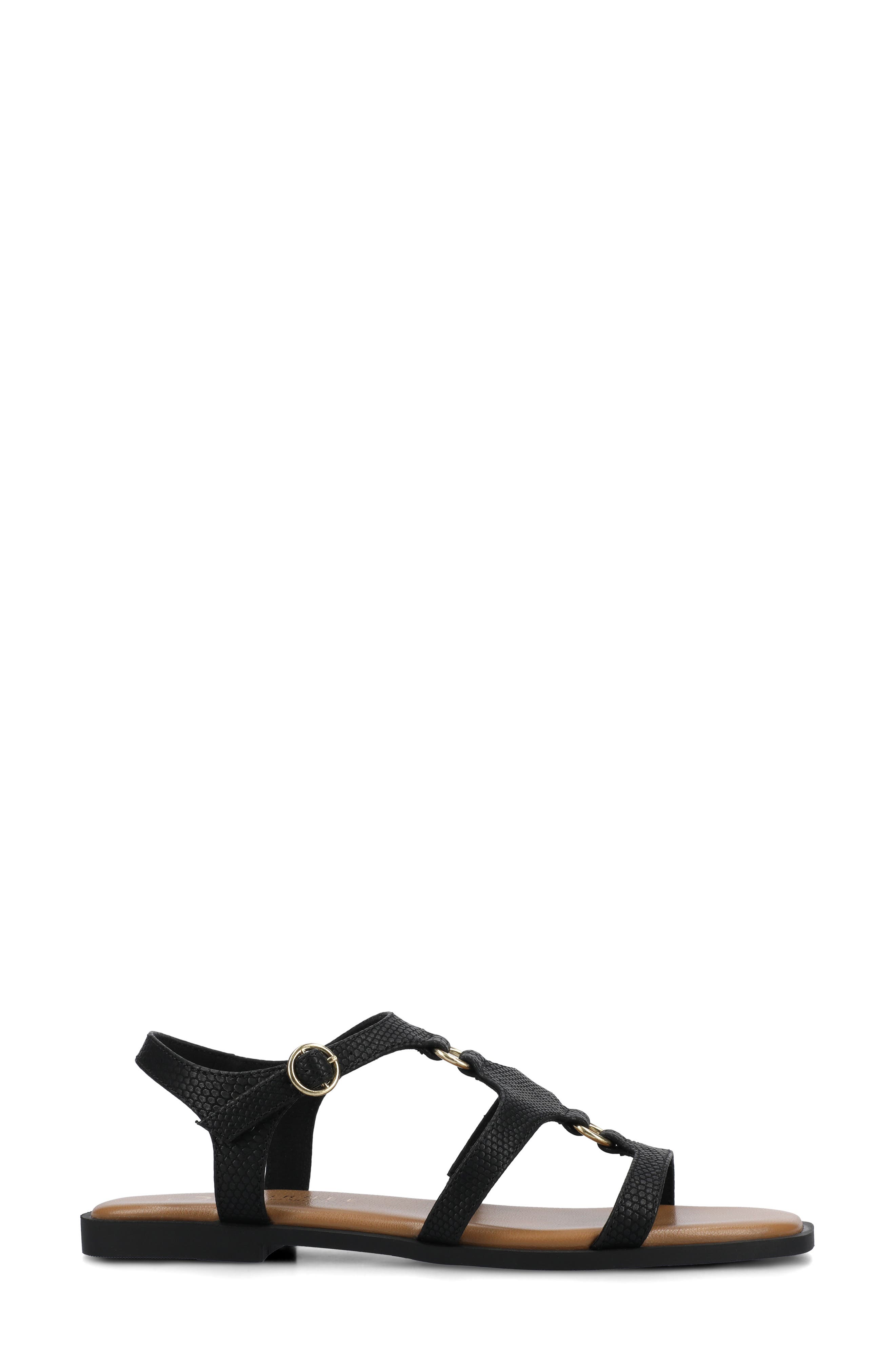 Journee Collection Briley Flat Sandal, Alternate, color, Black Lizard