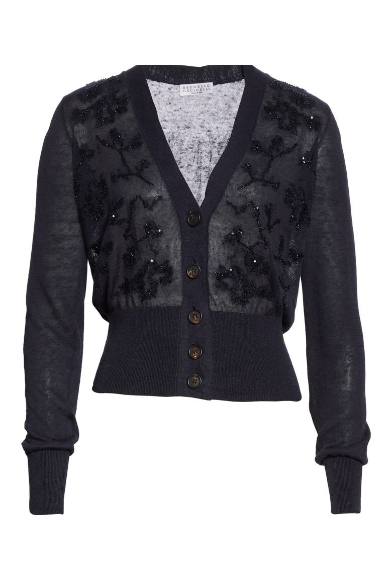 Floral Embroidered Cardigan, Alternate, color, MIDNIGHT