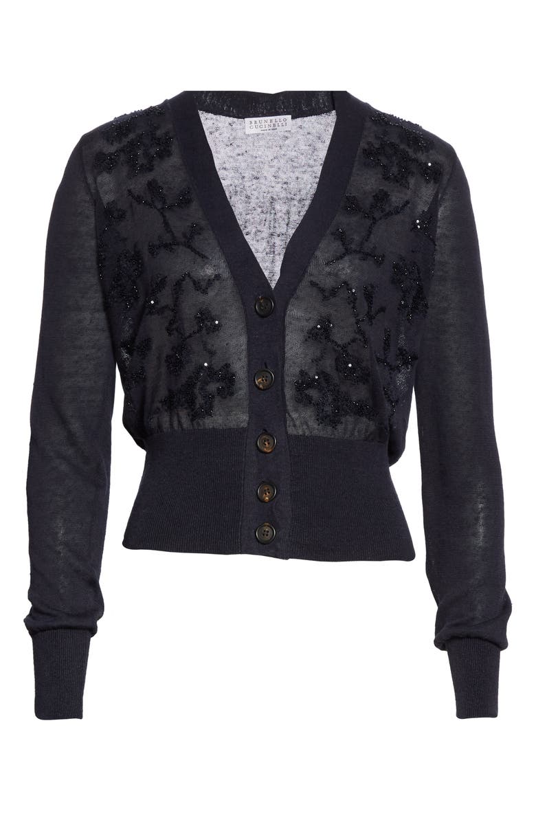 Brunello Cucinelli Floral Embroidered Cardigan, Alternate, color, 