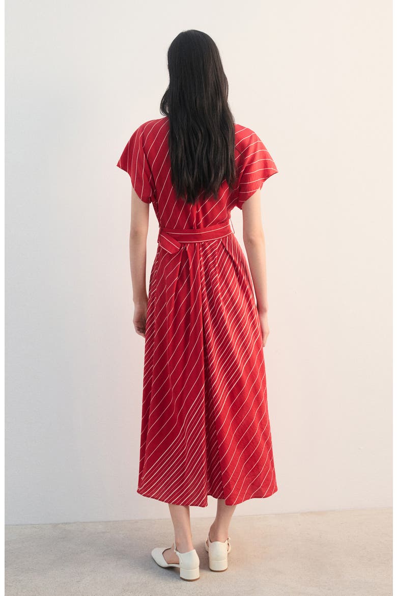 Stripe Midi Dress, Alternate, color, RED