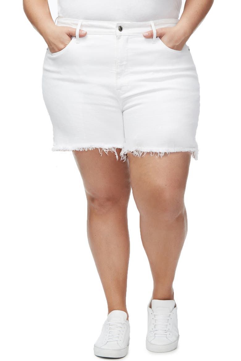 Bombshell Cutoff Denim Shorts, Alternate, color, WHITE