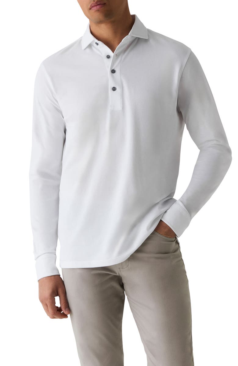 Greyson Omaha Brrr° Performance Long Sleeve Polo, Main, color, Arctic