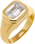 BY ADINA EDEN Lab Grown Diamond Emerald Bezel Signet Ring 14K