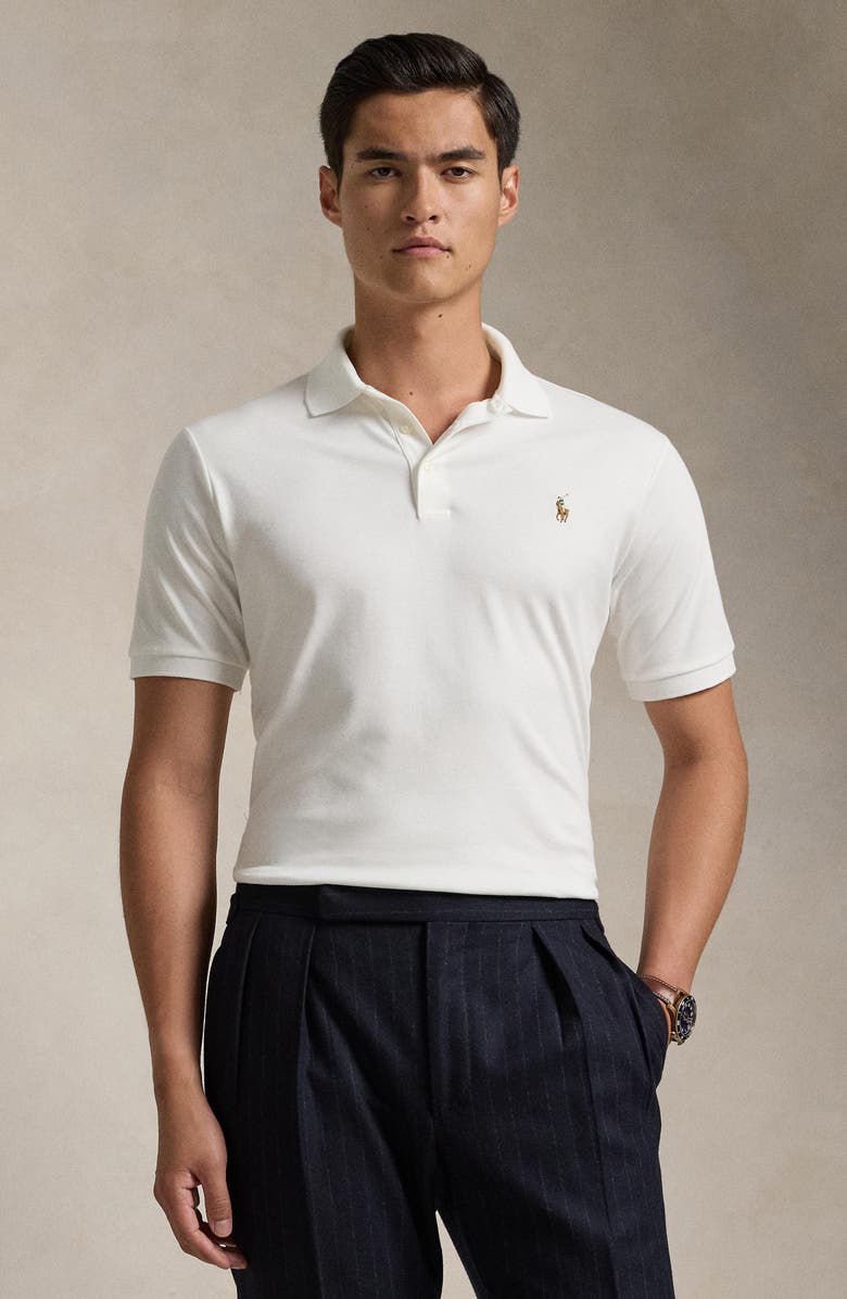 Polo Ralph Lauren Classic Fit Soft Pima Cotton Polo Shirt, Alternate, color, White