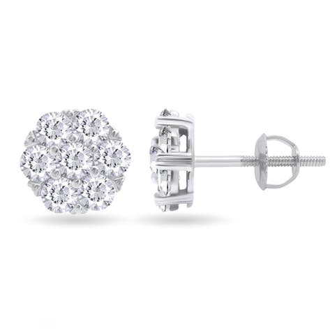 Sterling Silver Cluster Flower Earrings