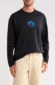 HUGO Striped Graphic Long Sleeve T-Shirt