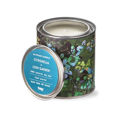 Garden Citronella Candle Floral Print Tin 48 Hour Burn