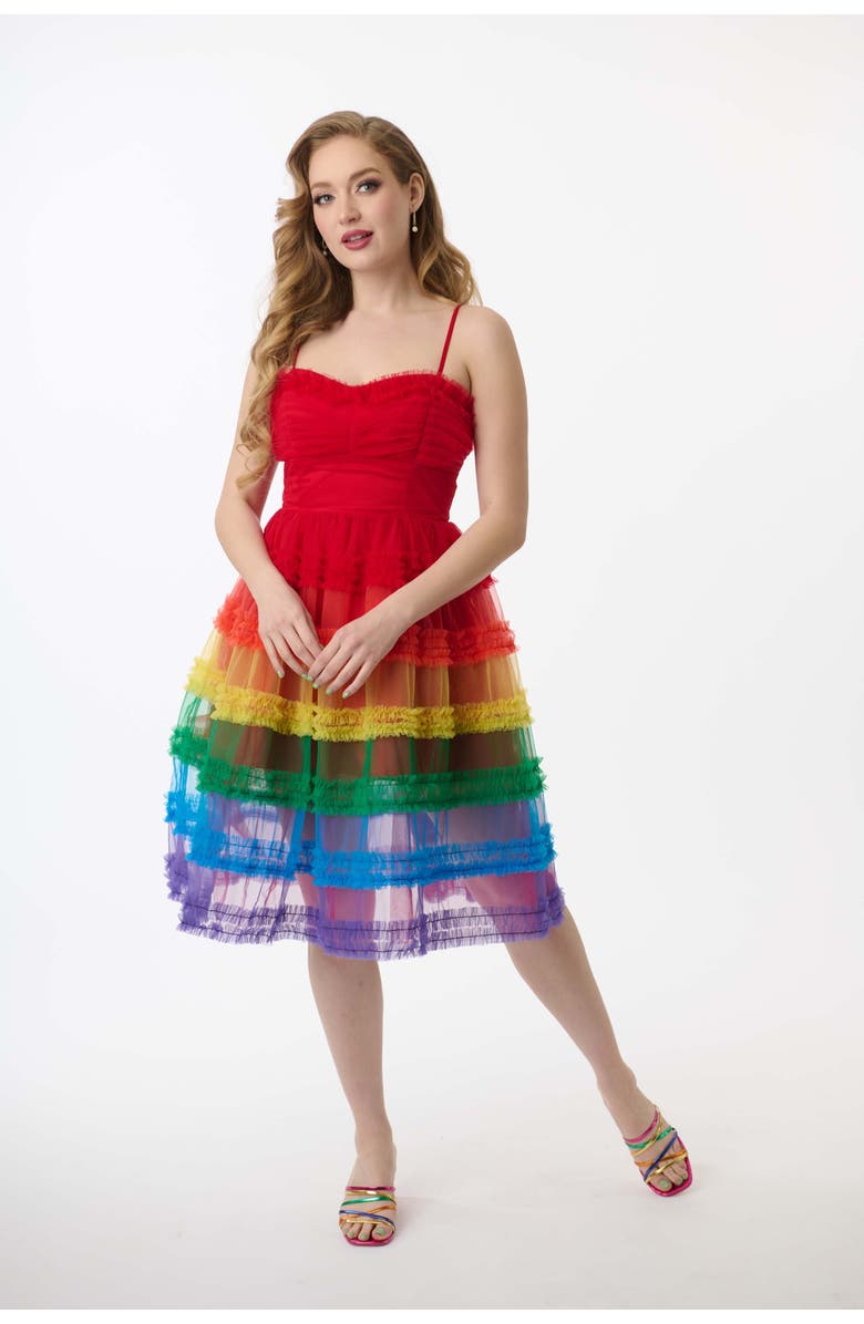 Unique Vintage Tiered Sheer Swing Dress, Main, color, Rainbow