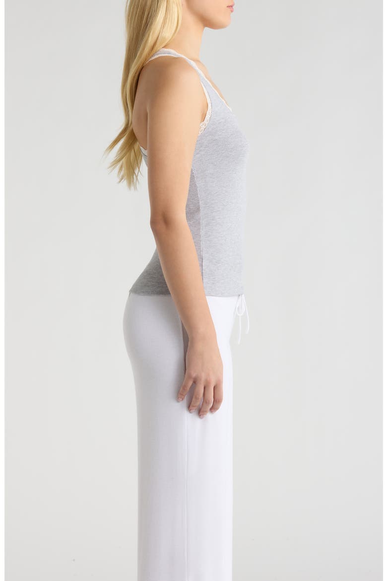 Daydream Rib Lace Trim Tank, Alternate, color, GREY HEATHER