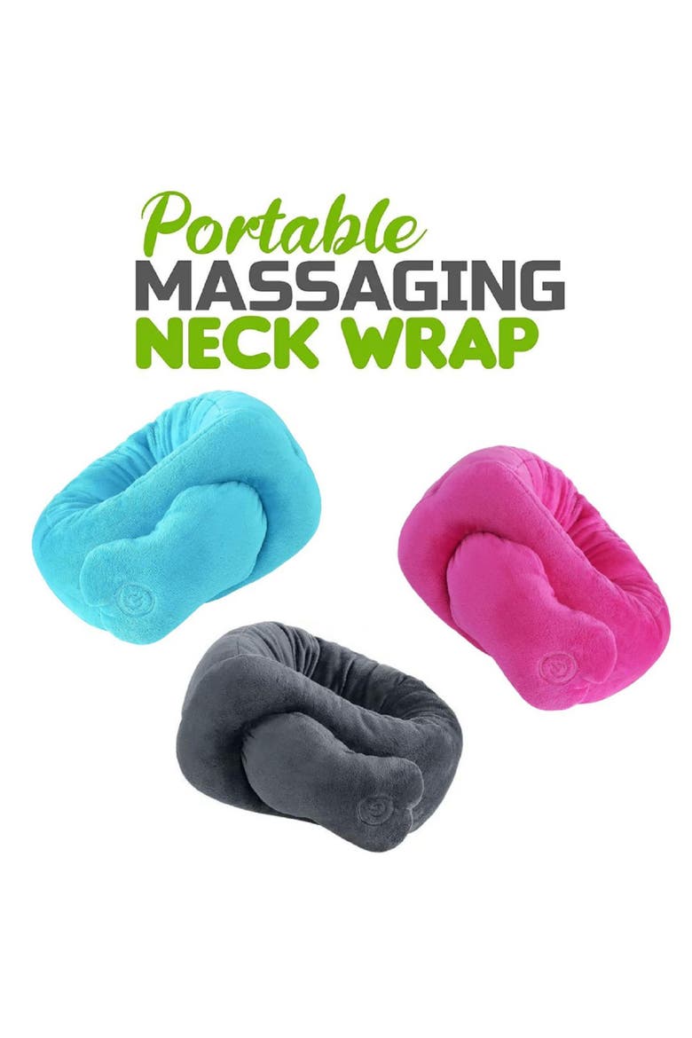 Portable Neck & Shoulder Adjustable Massaging Wrap Gray, Alternate, color, Blue