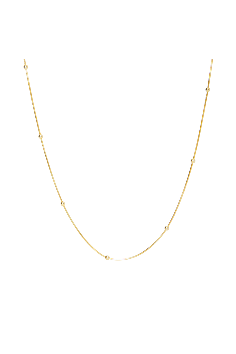 Italian Bead Chain Sterling Silver Satellite Necklace, Main, color, Gold