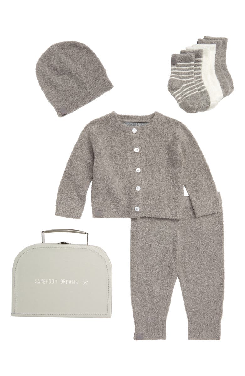 Barefoot Dreams<sup>®</sup> CozyChic<sup>®</sup> Lite Classic Cardigan, Pants, Socks, Beanie & Suitcase Set, Main, color, 