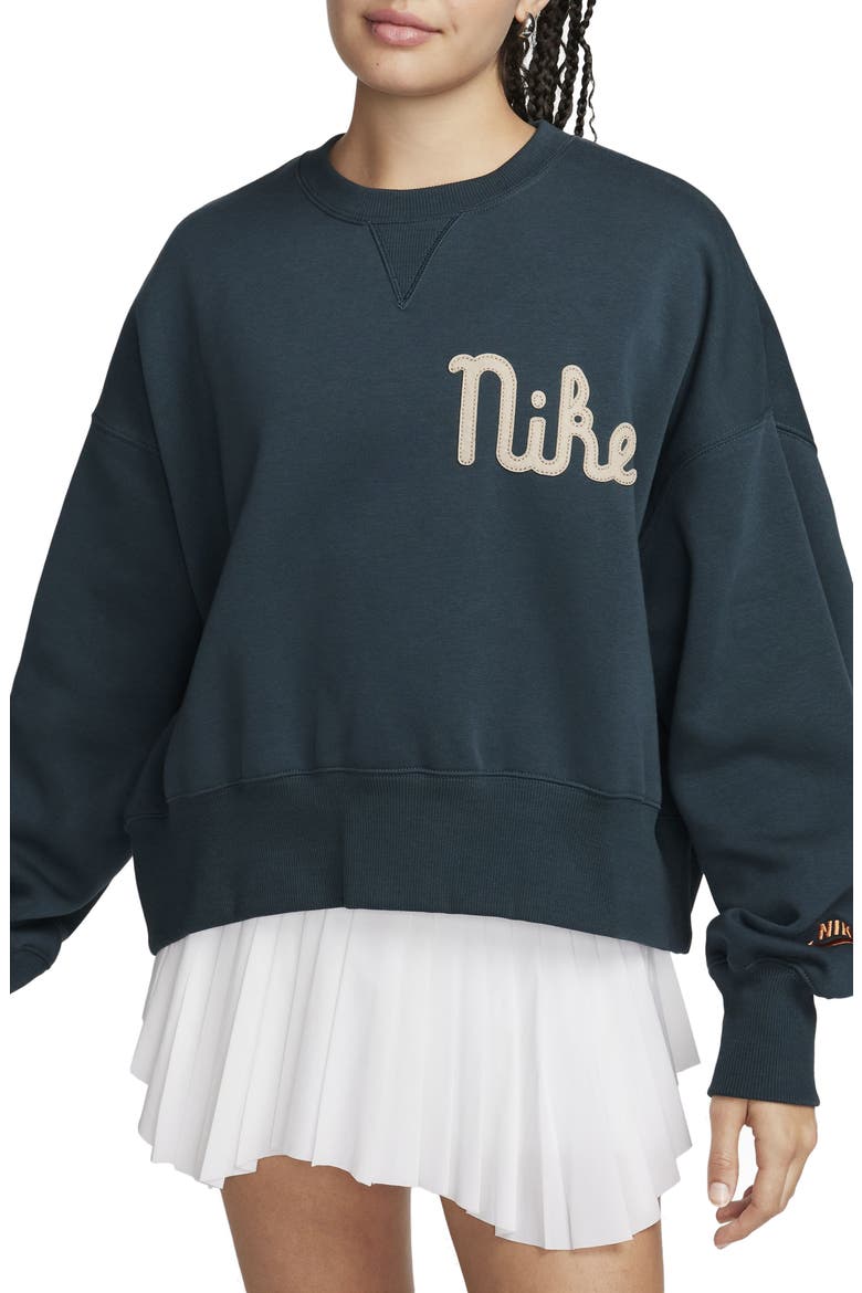 Sportswear Oversize Fleece Sweatshirt, Main, color, DEEP JUNGLE/ KHAKI