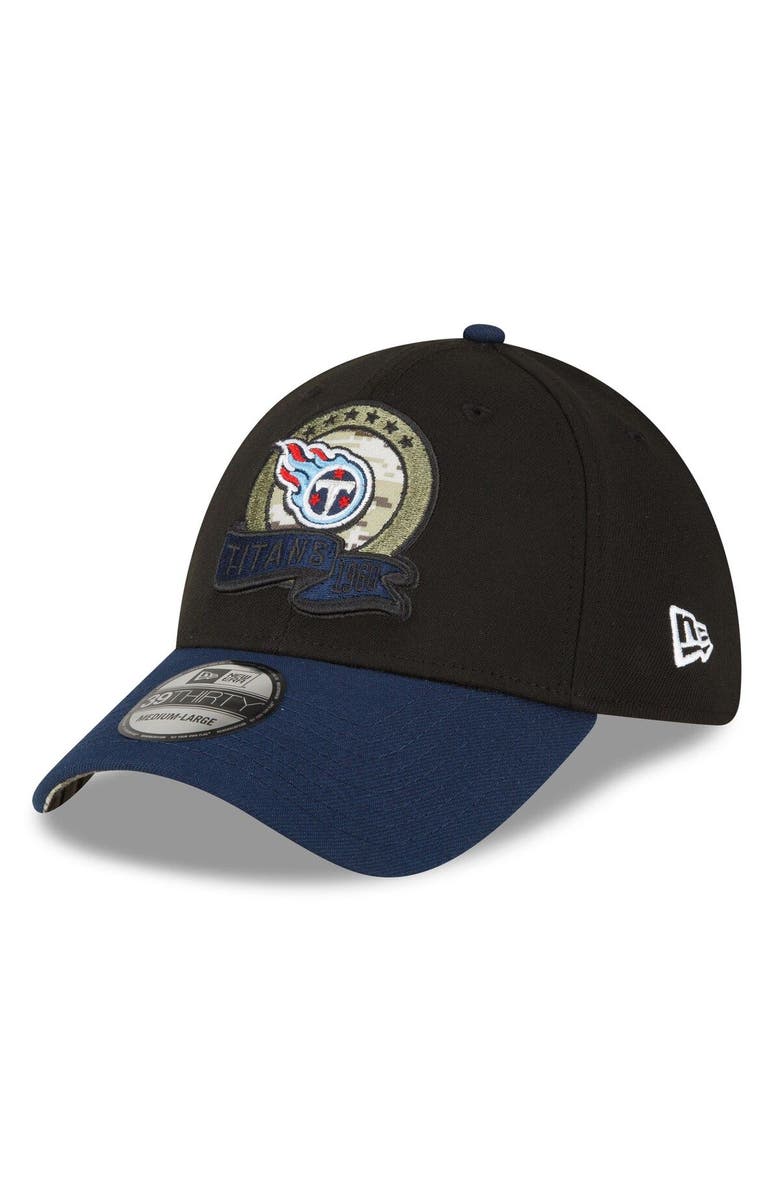 New Era Men's New Era Black/Navy Tennessee Titans 2022 Salute To Service 39THIRTY Flex Hat, Alternate, color,