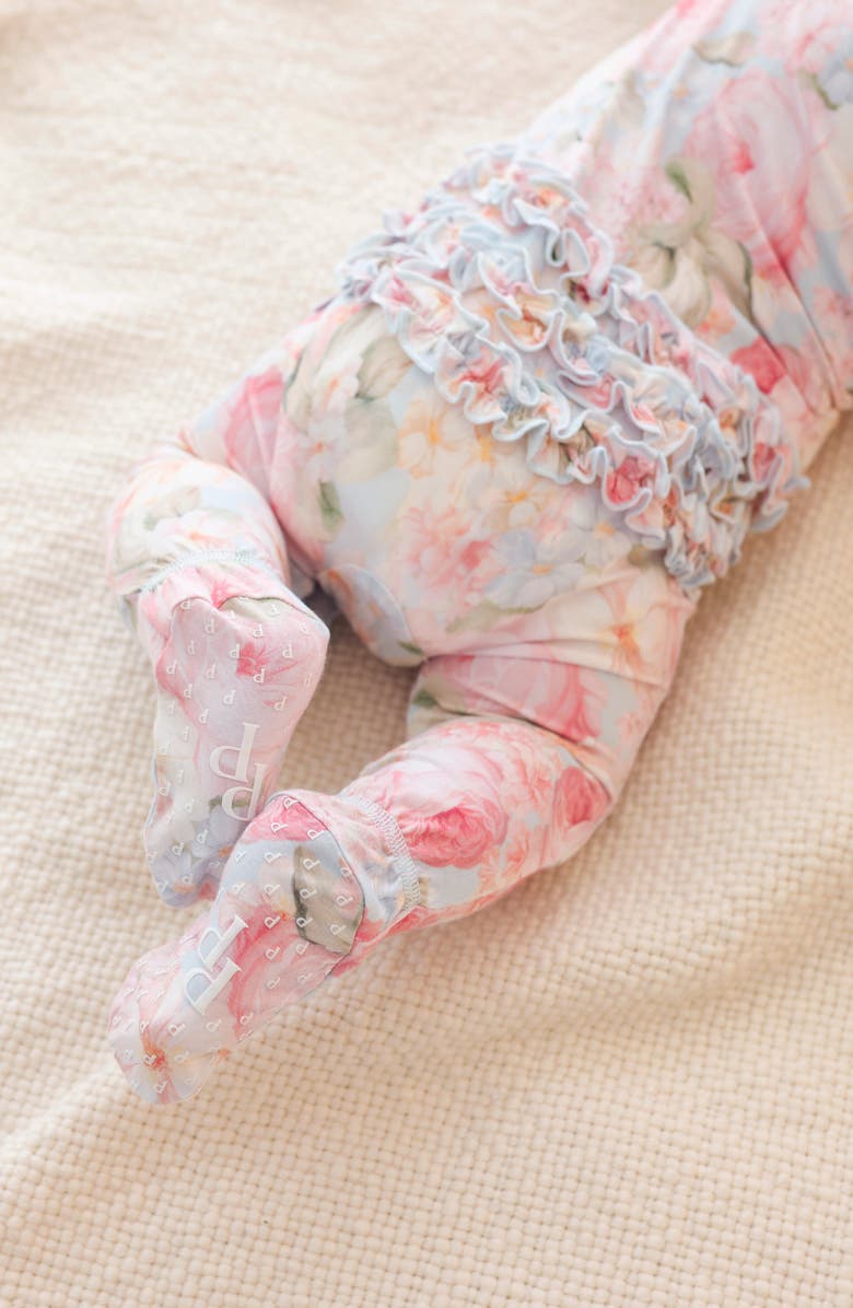 Posh Peanut Ruffle Zip Footie, Alternate, color, Light/ Pastel Blue