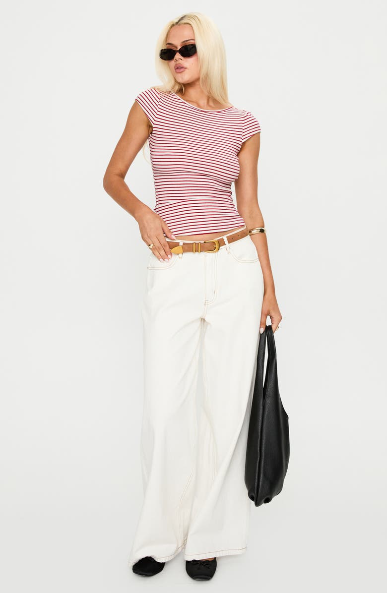 Princess Polly Drives Me Crazy Backless Top, Alternate, color, Red Stripe