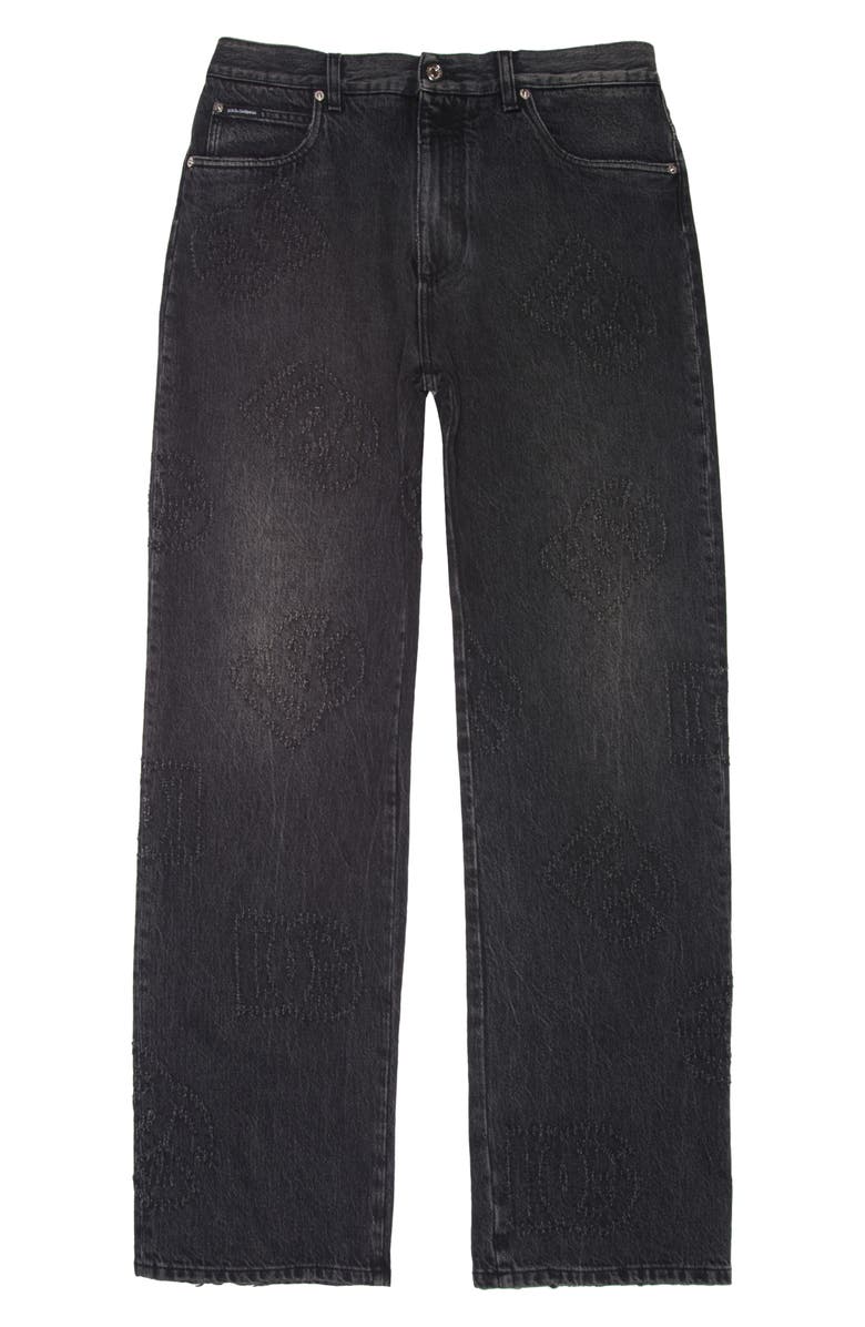 Dolce&Gabbana Baggy Fit Laser Etched DG Logo Jeans, Alternate, color,