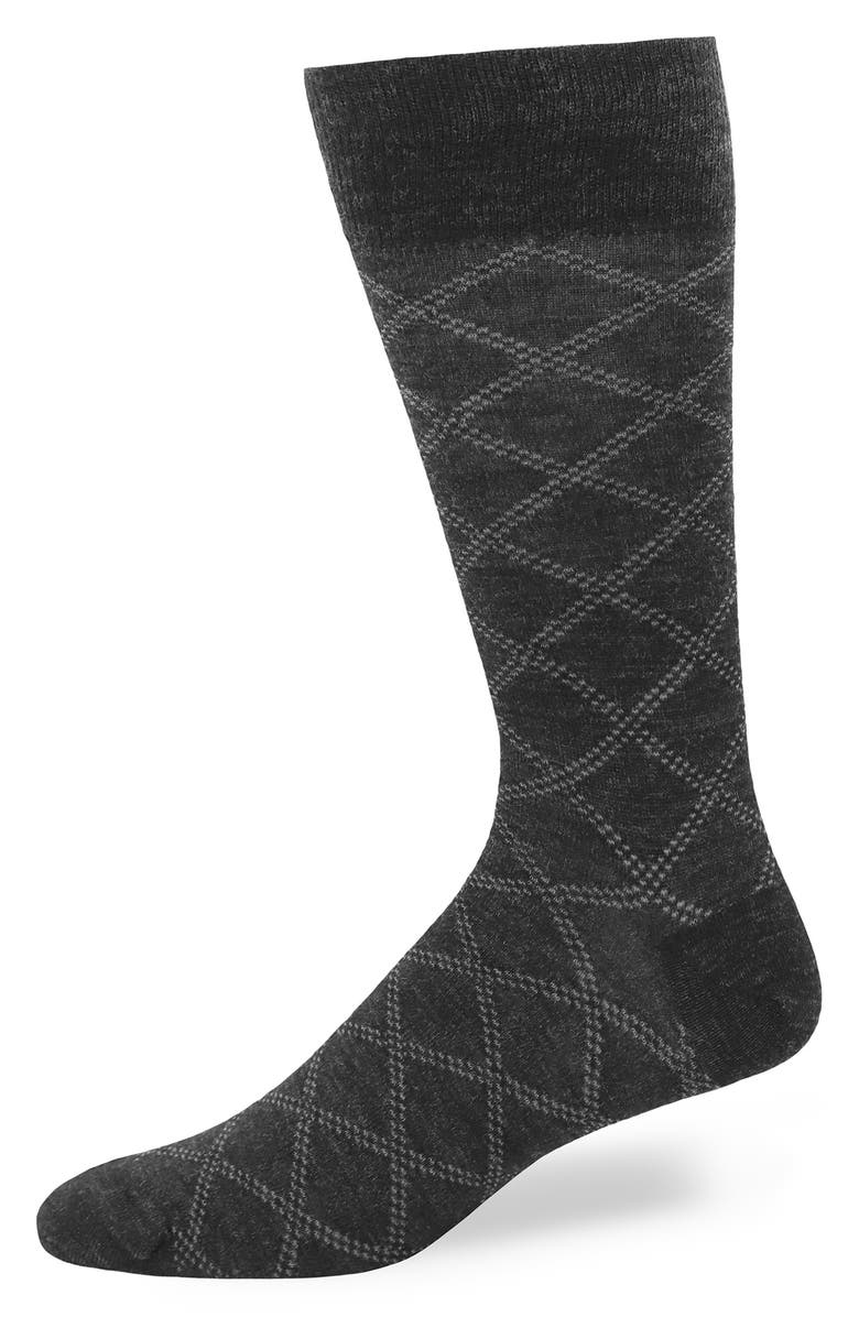 Lorenzo Uomo Diamond Wool Blend Dress Socks, Main, color, 