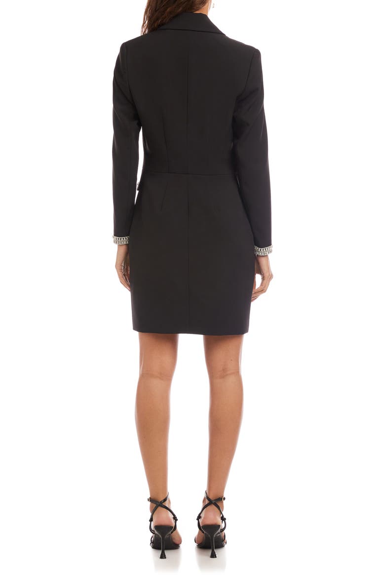 Rhinestone Detail Long Sleeve Crepe Blazer Dress, Alternate, color, BLACK