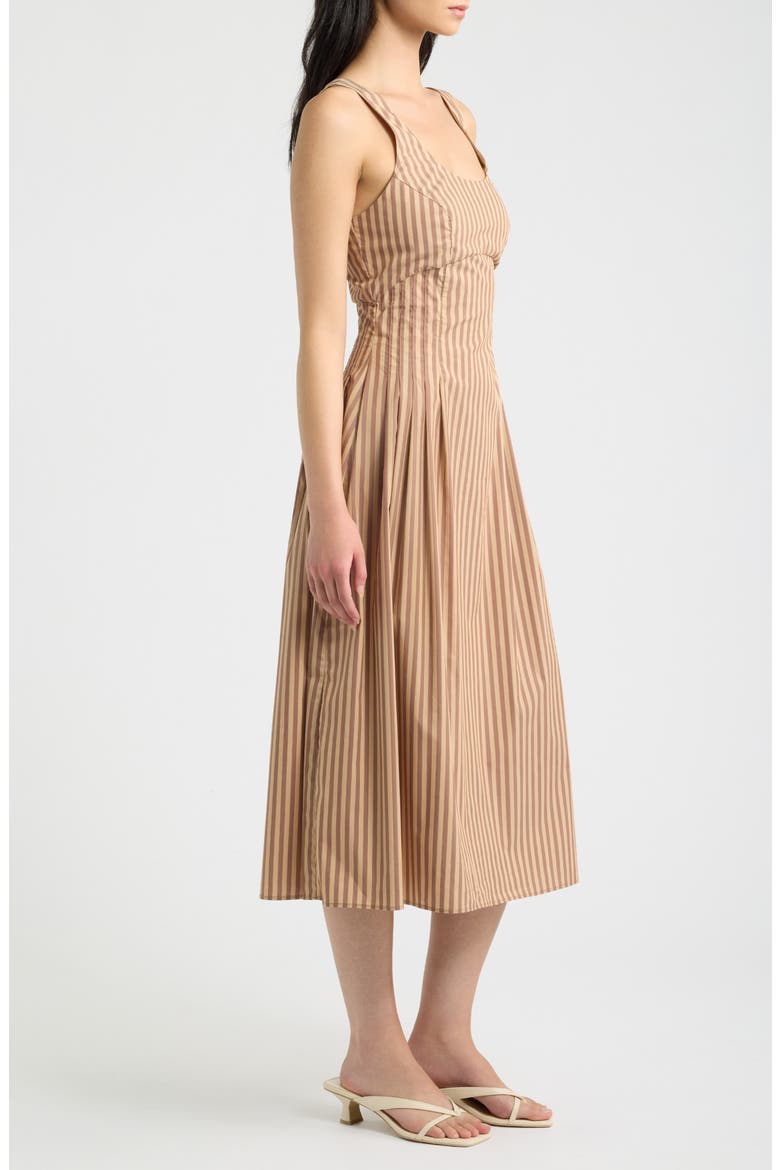 The Josie Stripe Fit and Flare Dress, Alternate, color, WALNUT CAMEL
