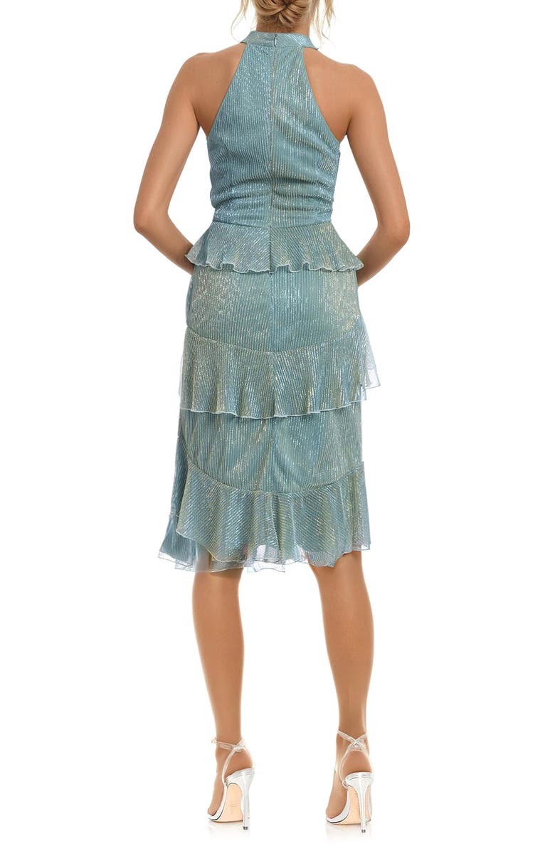 Jewel Badgley Mischka Metallic Ruffle Cocktail Dress, Alternate, color, 