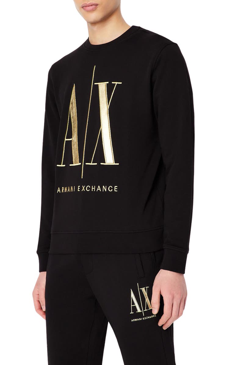 Armani Exchange Embroidered Metallic Icon Logo Sweatshirt, Main, color,