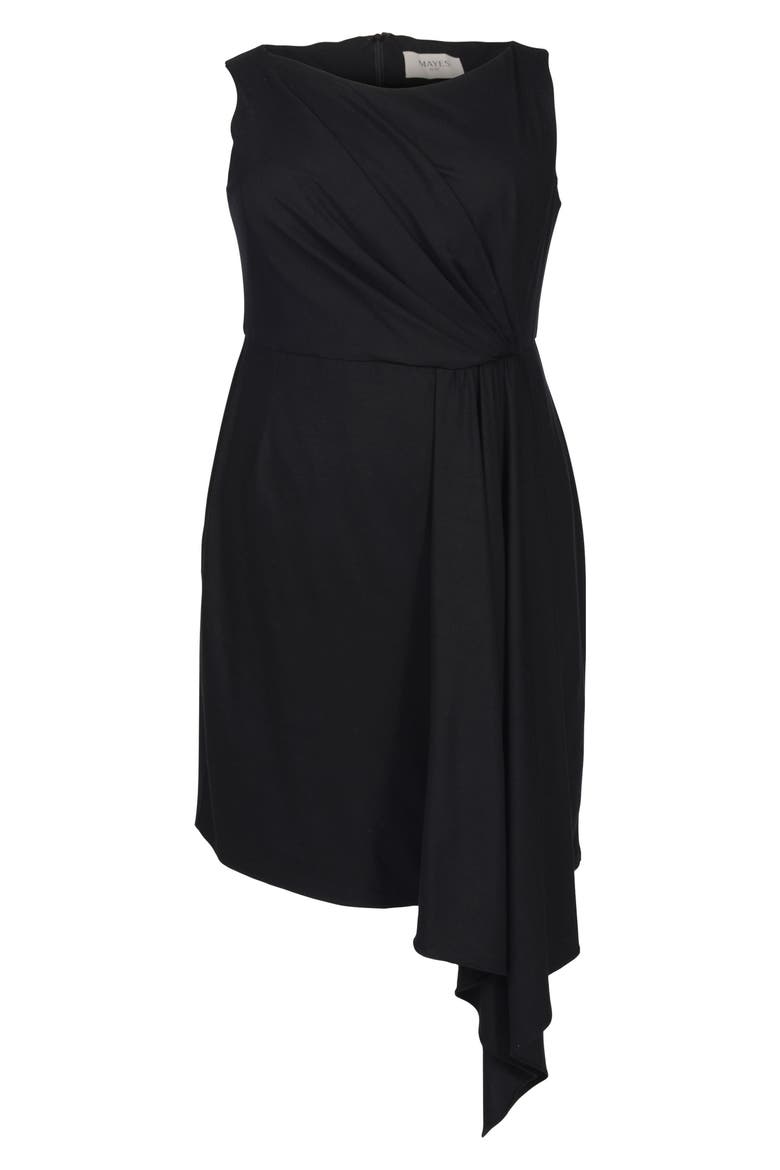 Adele Draped Asymmetric Sheath Dress, Alternate, color, BLACK