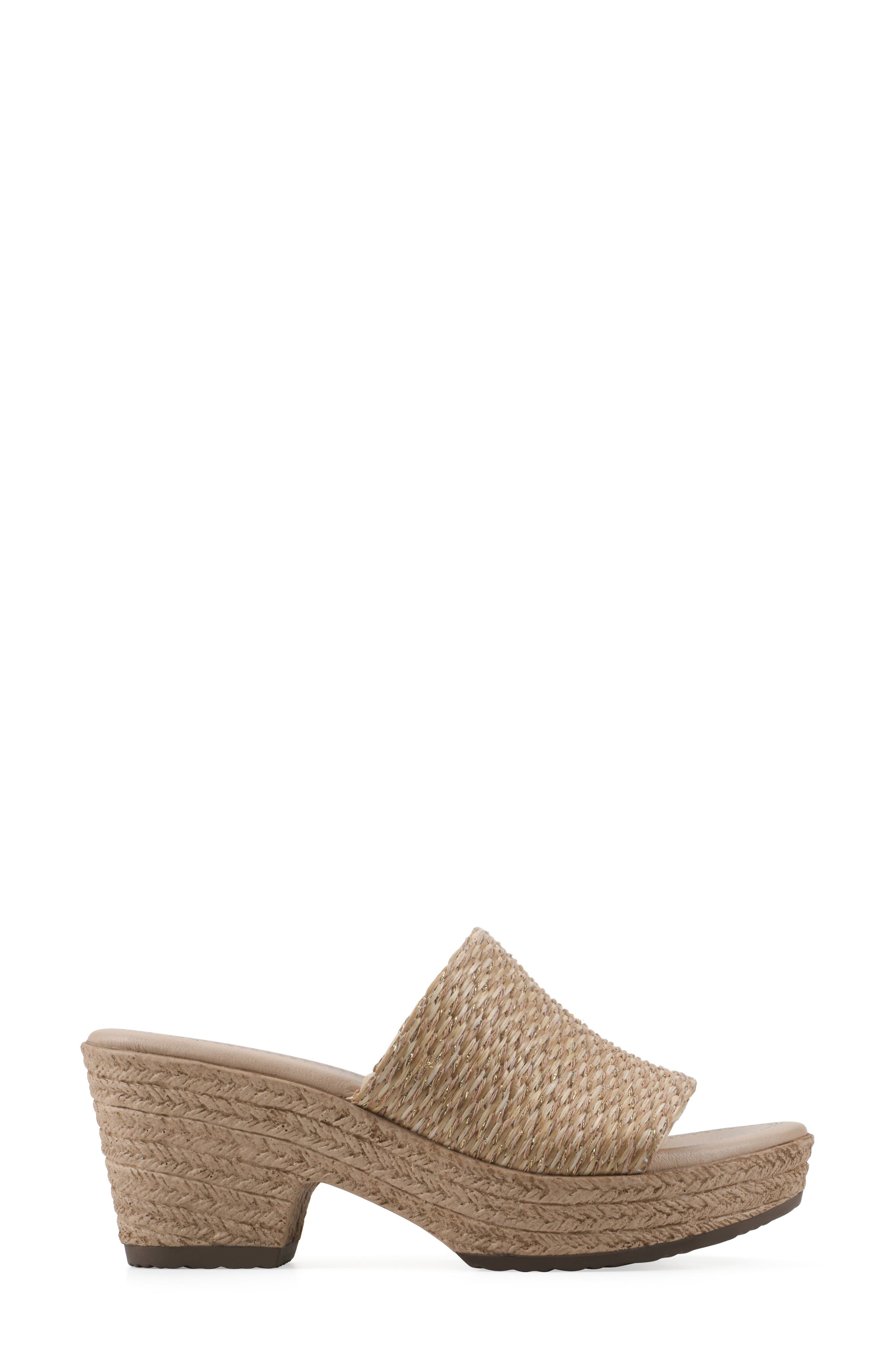Biancia Platform Slide Sandal, Alternate, color, NATURAL/ METALLIC/ FABRIC