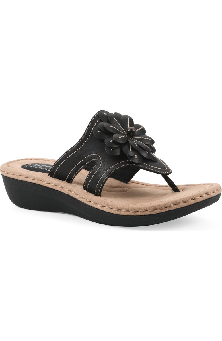 CLIFFS BY WHITE MOUNTAIN Cashlyn Floral Mini Wedge Sandal - Wide Width Available, Main, color,