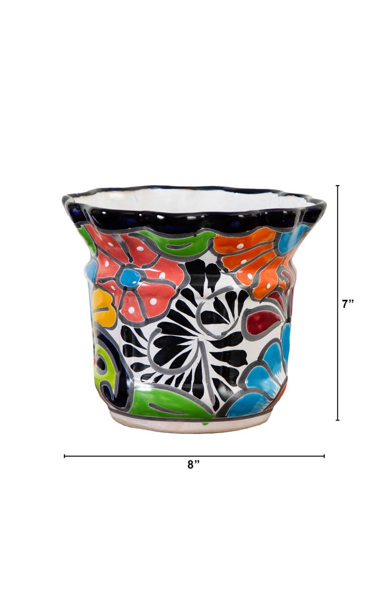 7-in x 8-in Handmade Mexican Talavera Ceramic Planter, Alternate, color, Multicolor