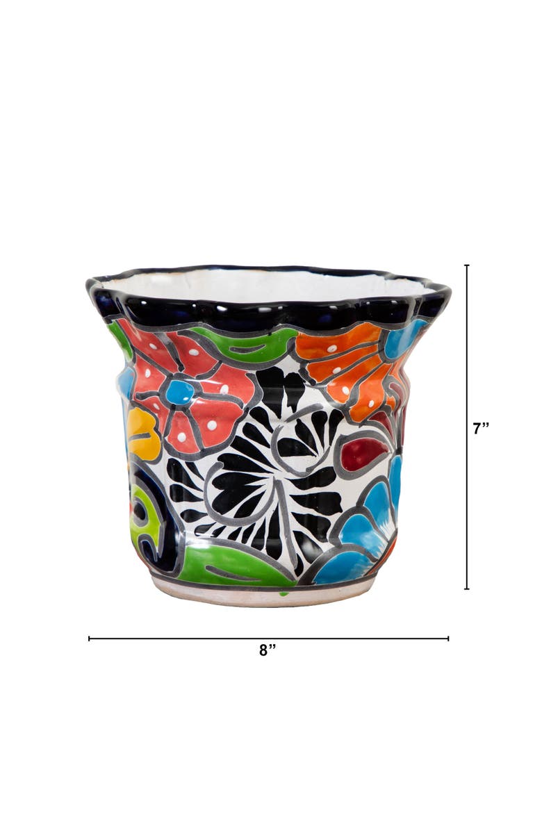 NEARLY NATURAL 7-in x 8-in Handmade Mexican Talavera Ceramic Planter, Alternate, color, Multicolor