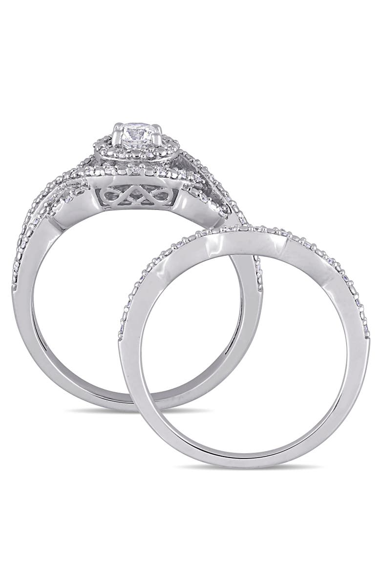 Julianna B. Diamond Double Halo Twist Bridal Set 14k, Alternate, color, 14K White Gold
