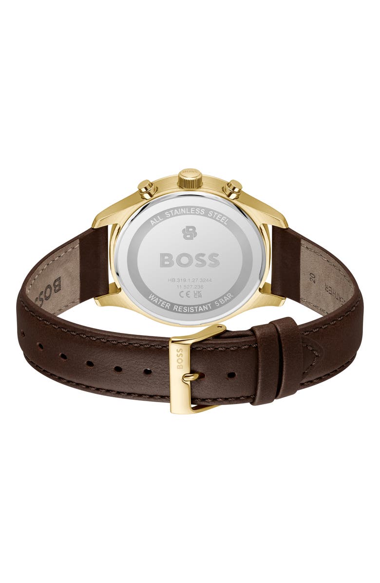 BOSS Stratus Chronograph Leather Strap Watch, 41mm, Alternate, color, 