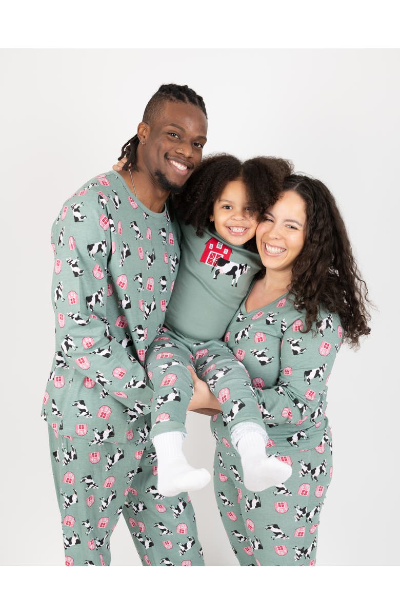 Leveret Kids Two-Piece Cotton Printed Matching Family Pajamas, Animal Friends, Alternate, color, Cow