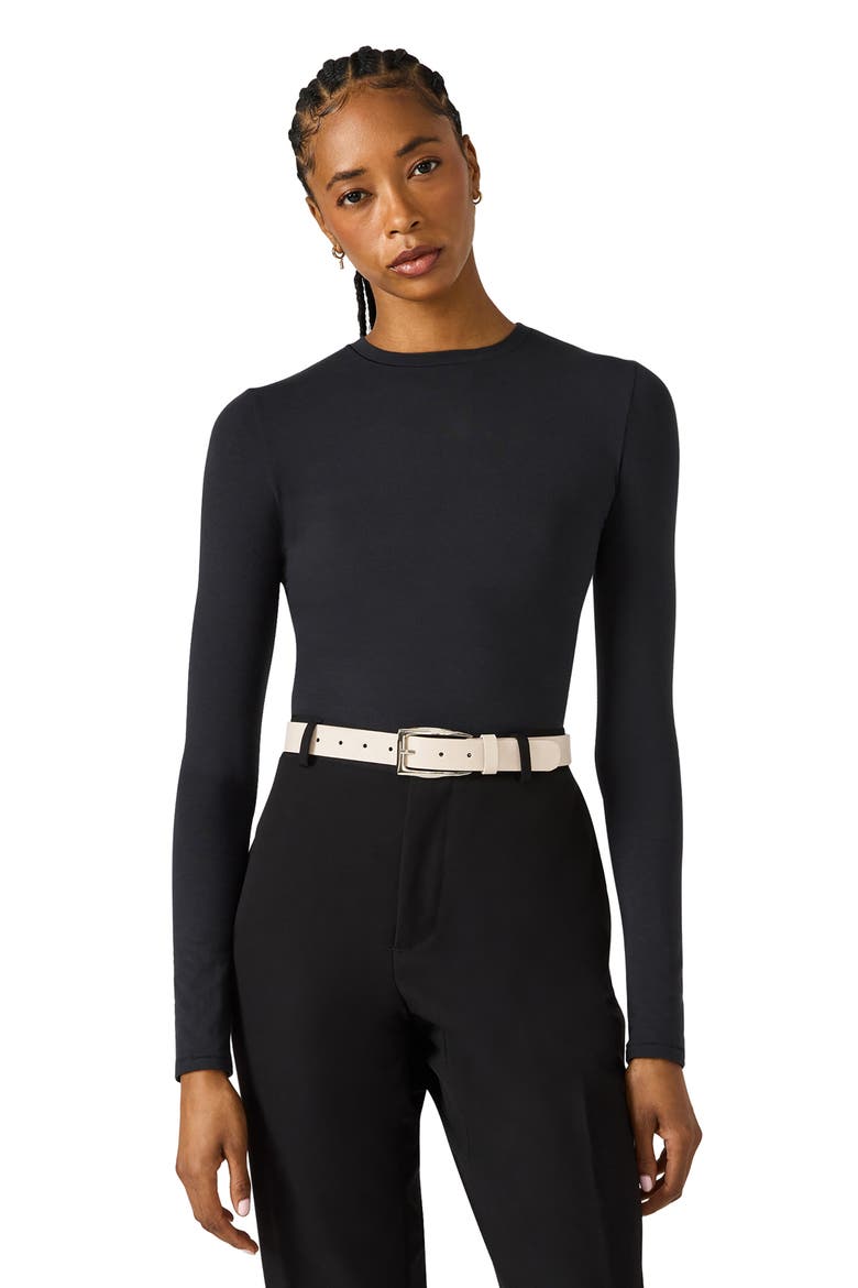 Faux Leather Elongated Buckle Belt, Alternate, color, OATMEAL-BROWN