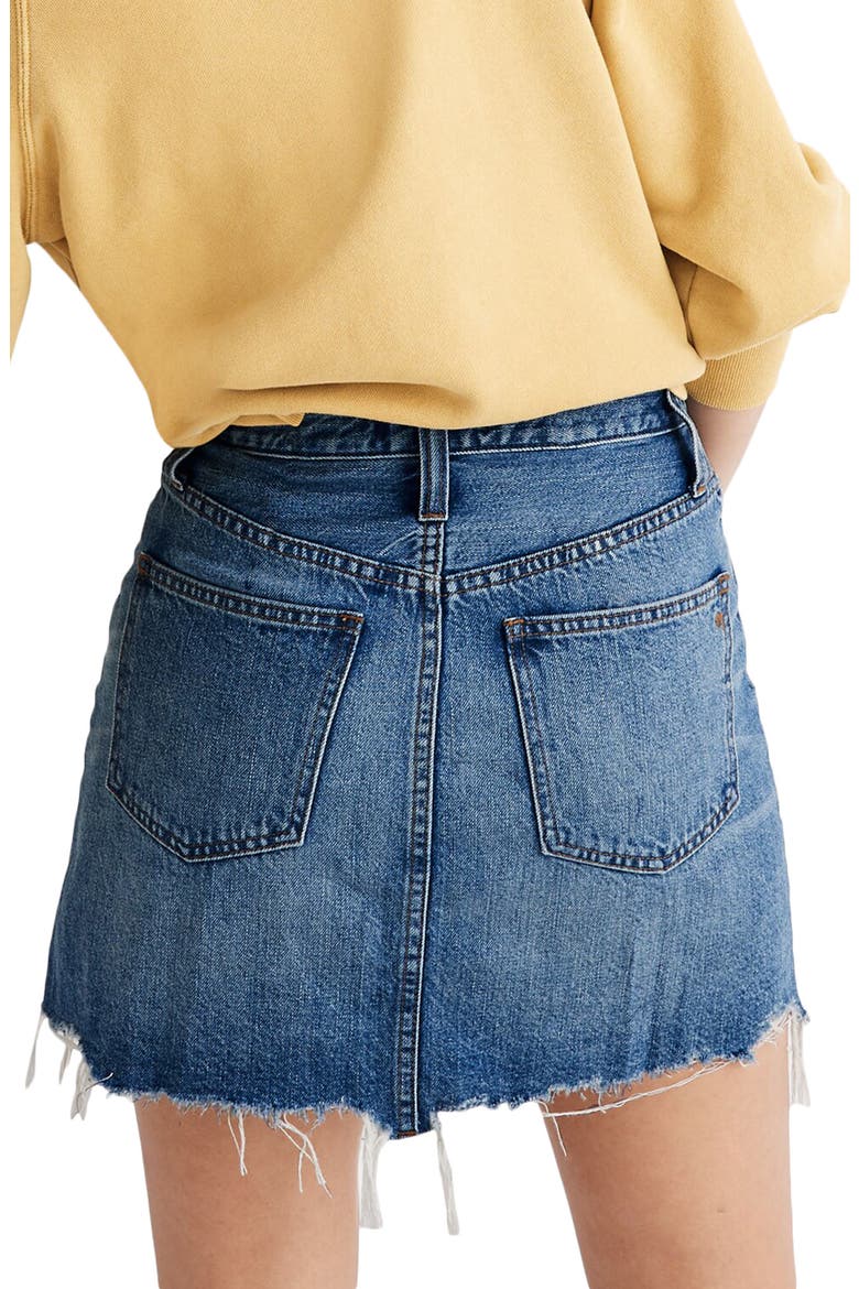 Button-Front Edition: Rigid Denim A-Line Miniskirt, Alternate, color, HUGHES WASH