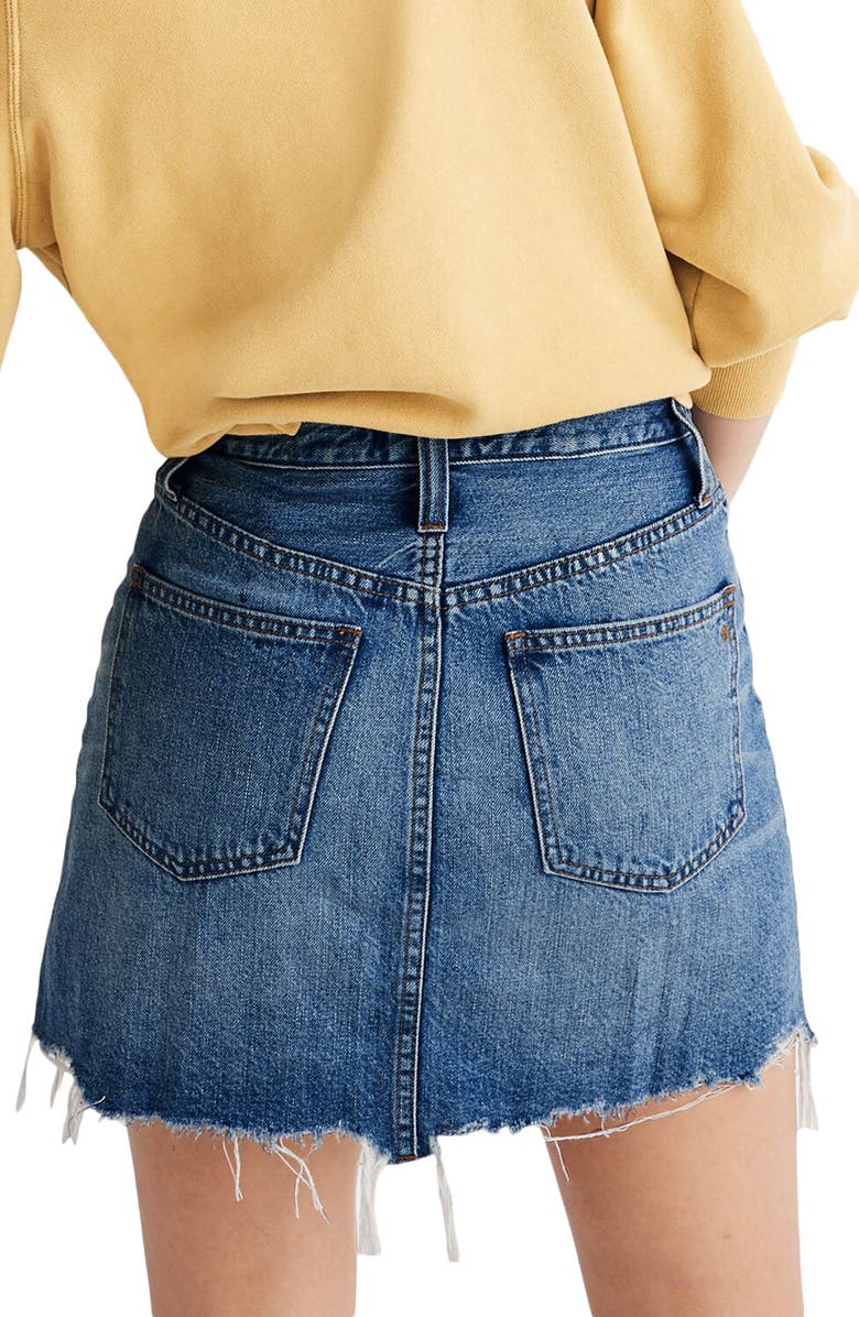 Madewell Button-Front Edition: Rigid Denim A-Line Miniskirt, Alternate, color, 