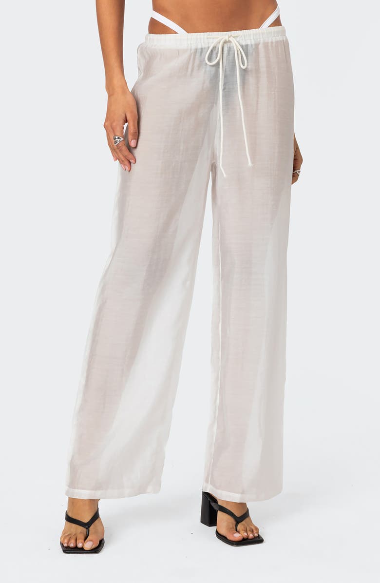 EDIKTED Breezy Sheer Cover-Up Pants, Alternate, color, 