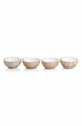 Set of 4 Wicker & Bamboo Condiment Bowls