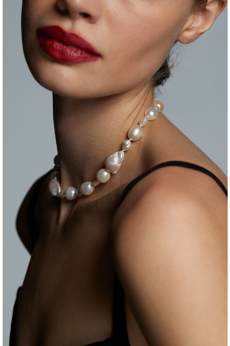 London Baroque Pearl Collar Necklace, Alternate, color, GOLD